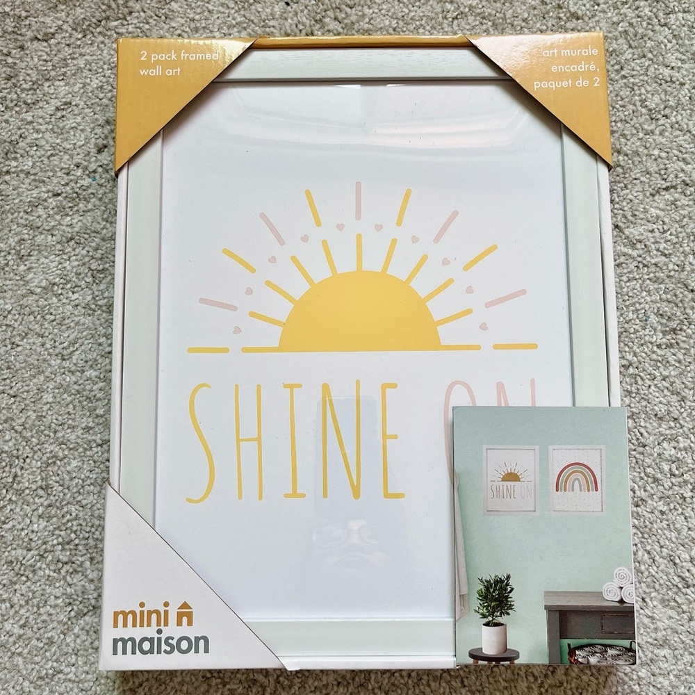 2 pack framed wall art - sun ☀️ & rainbow 🌈